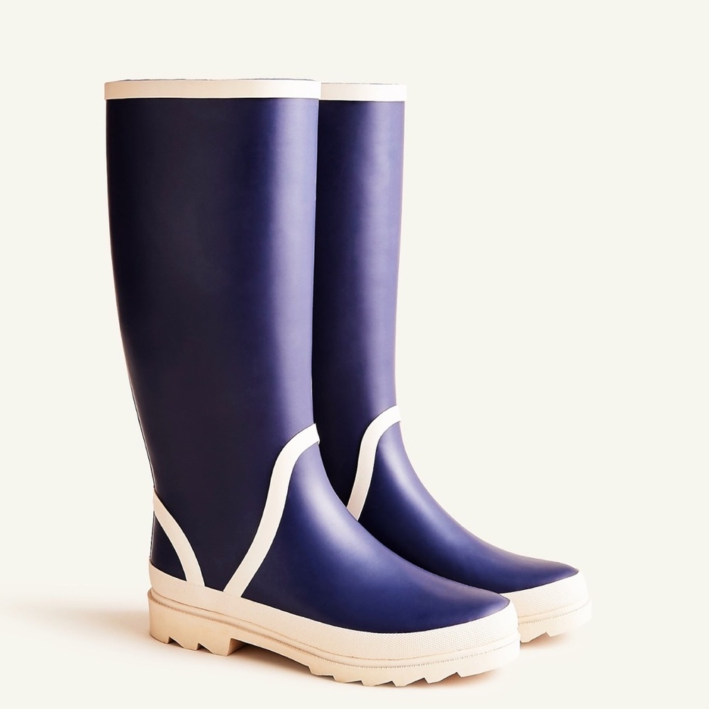 🆕{J. Crew}Tall Lug-sole Navy Rain Boots